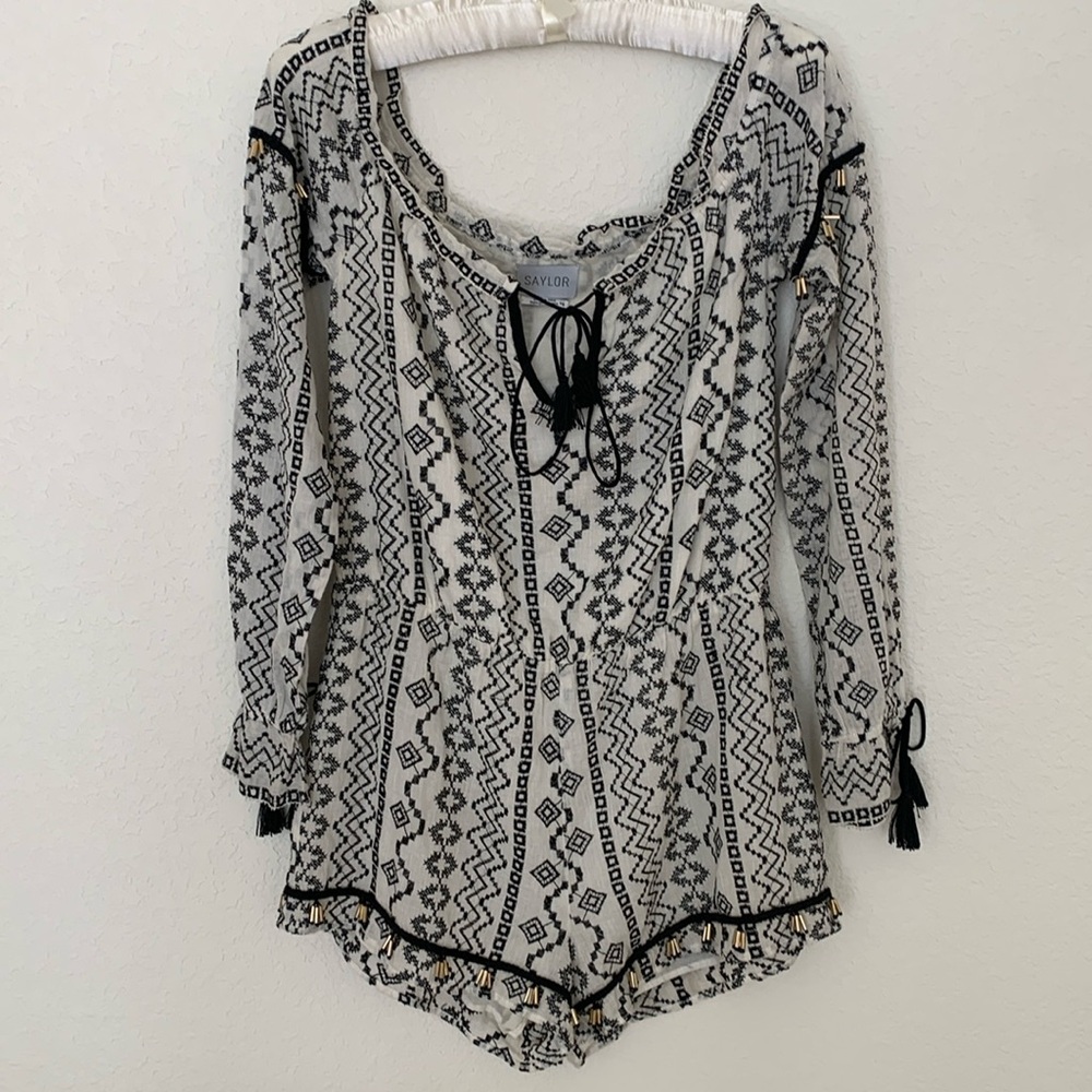 SAYLOR Black and White Patterned Romper